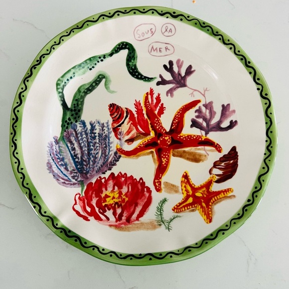 ANTHROPOLOGIE Nathalie Lete Starfish "Sous La Mer" Dinner Plate - Picture 1 of 3